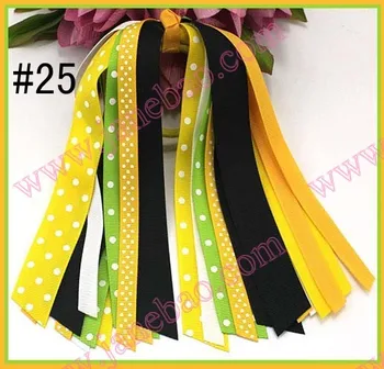 

free shipping 65pcs Ponytail O Hair Bow Ponytail Streamers mix color ponytail holder bows