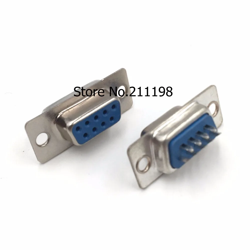 

5PCS/LOT DB9 famale socket hole serial mother seat straight pin RS232 DB-9S connector