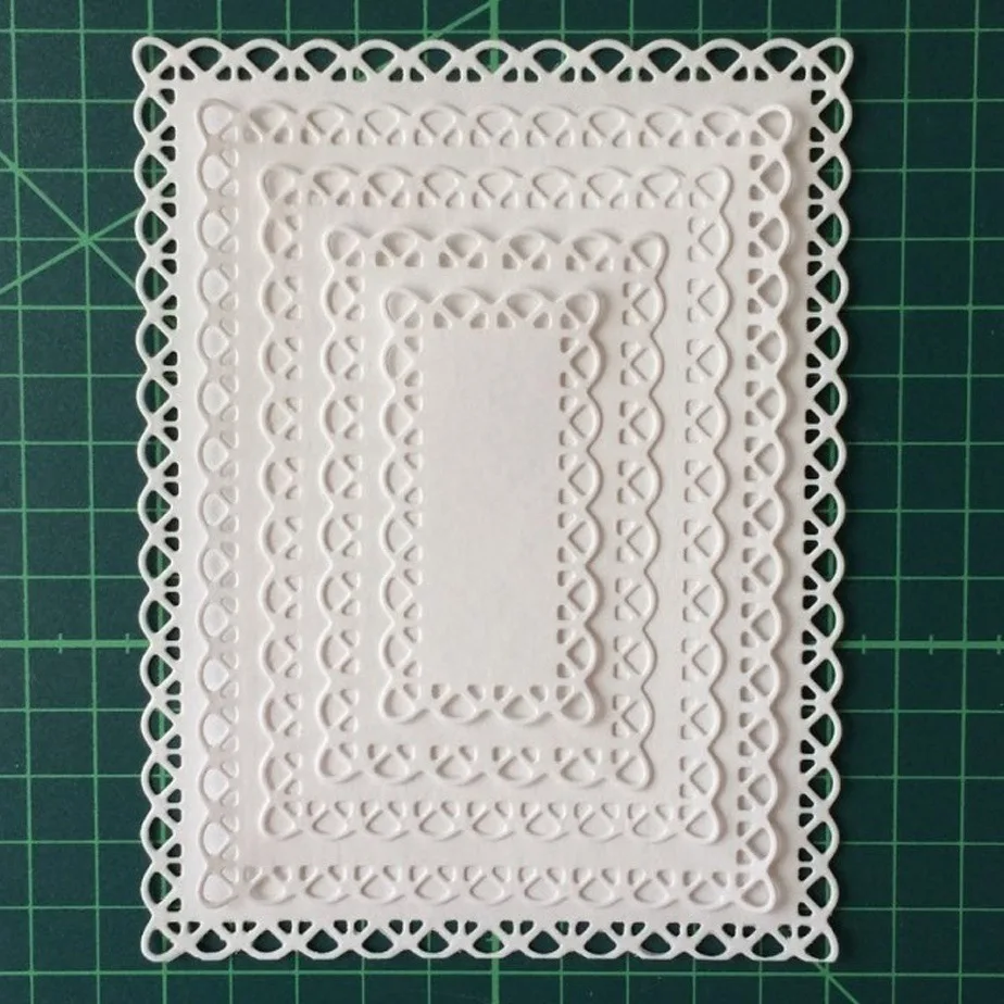

Nested Stitched Scallop Rectangle Frame Metal Cutting Dies DIY Etched Dies Craft Paper Card Making Scrapbooking Embossing