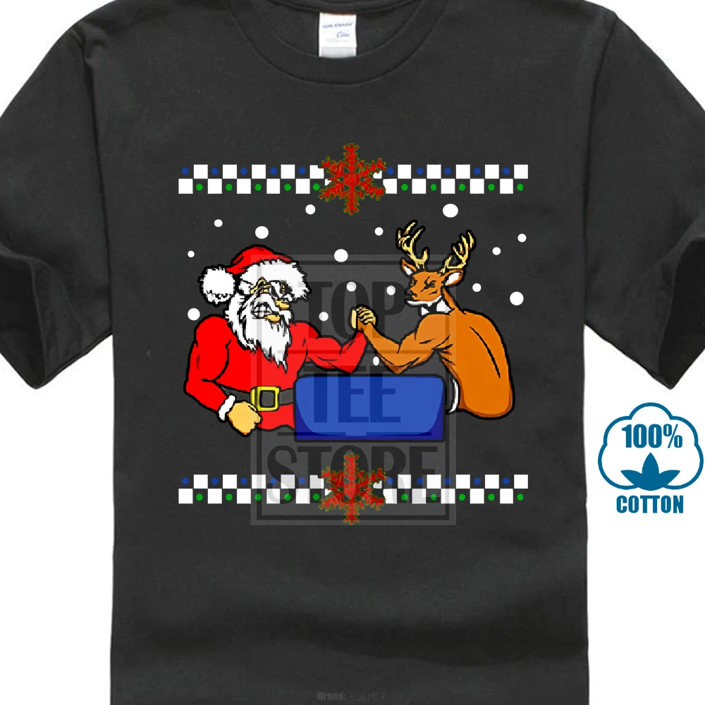 سانتا الذراع المصارعة رودولف T قميص عيد الميلاد عيد الميلاد قبيحة سترة رجل المحملة قميص سانتا الذراع المصارعة رودولف T قميص عيد الميلاد عيد الميلاد قبيحة سترة رجل المحملة قميص