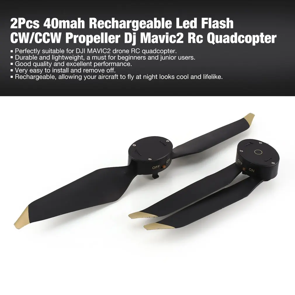

2 Pcs 3V 200mAh Rechargeable Led Flash Word CW/CCW Propeller Spare Props Blade Parts Set For DJI Mavic2 Rc Drone Quadcopter