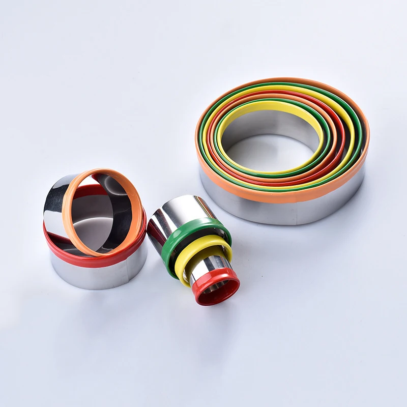 12PcsSet Colorful Circle Round Shaped Cookie Cutter Stainless Steel Biscuit Cutting Mold Cake Ring Mousse Mould Baking Tools4