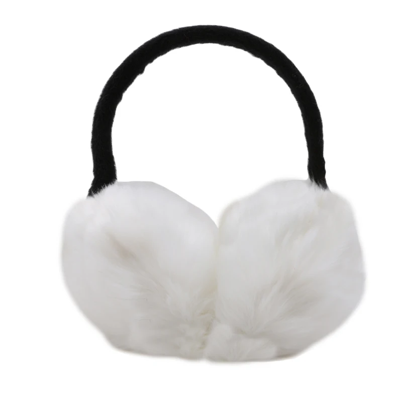 Зимние наушники с имитацией кроличьего меха, женские зимние теплые наушники для девочек и мальчиков, плюшевые теплые наушники с защитой ушей - Цвет: Белый