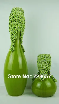 

Ceramics Home Furnishing Vase with Glazed Surface and Handmade Pinched Flower