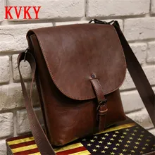 2016 KVKY Famous Brand Designer Crossboyd Bags for Men Leather Shoulder Bag Man Small Business Messenger Bags