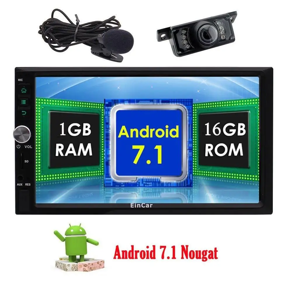 

Android 7.1 Nougat 2 Din 6.2'' Car Radio Stereo in Dash Autoradio Bluetooth 1080P Video Wifi/3G/4G Free External Mic+Rear Camera