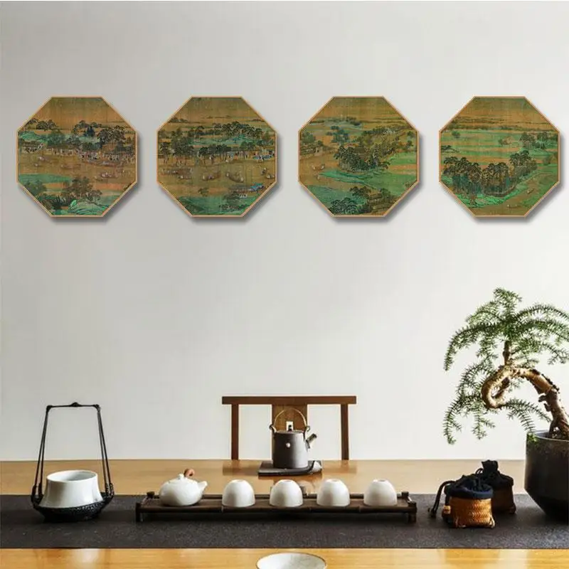 

Chinese classical octagonal home south patrol palace map bedroom restaurant corridor Hanging painting Hotel decorative mural