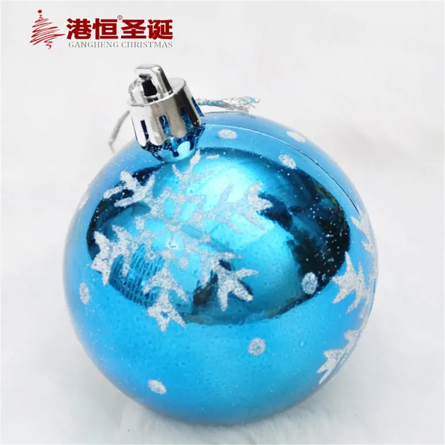6 pz Lucido Albero Di Natale Appeso Sfere Diametro 6 cm Colore Fiocco di neve Disegno Decorazioni Palla Natale Festa di Nozze Ornamento in 6 pz Lucido
