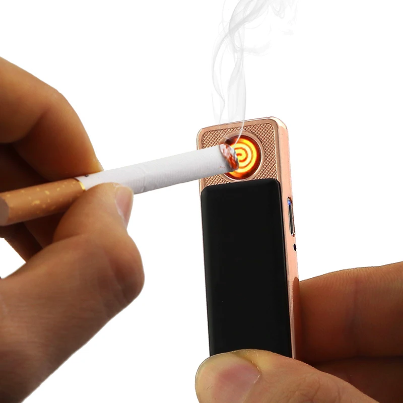 Металлическая мини перезаряжаемая usb зажигалка ветрозащищенная беспламенный