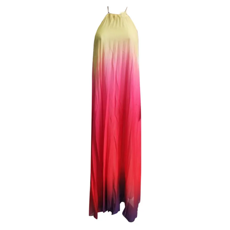 Летнее платье женское сексуальное модное пляжное платье с бретелькой через шею шифоновое платье новое Повседневное платье Vestido