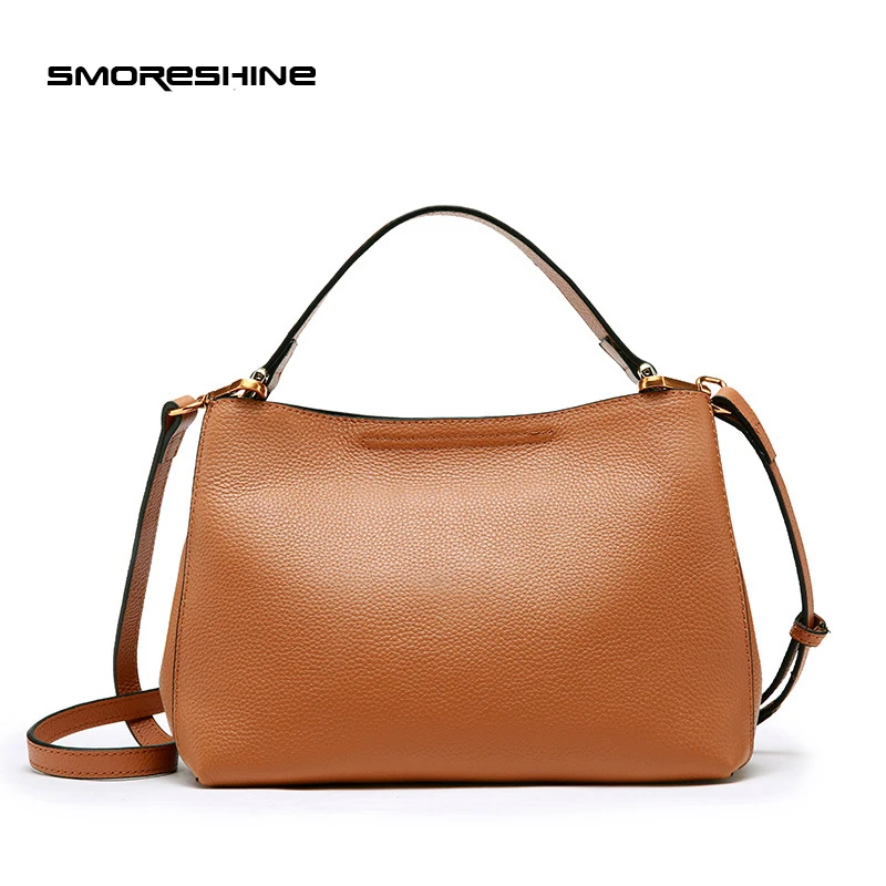 

SMORESHINE Brand genuine leather women shoulder bags Female fashiondesign crossbody bag soft cow leather women's handbags tote