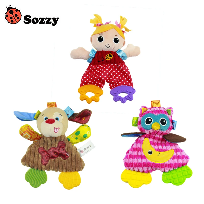 Sozzy Soft Baby Handkerchief Toy Teether Crinkle Sound