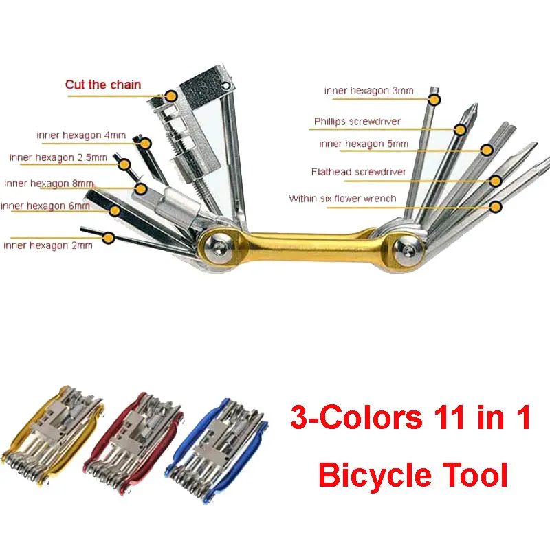 

Bicycle Repair tools 11 in 1 MTB Mountain Road Bike Tool Cycling Multi Repair Tools Fix Kit Wrench Screwdriver Chain Cutter Tool