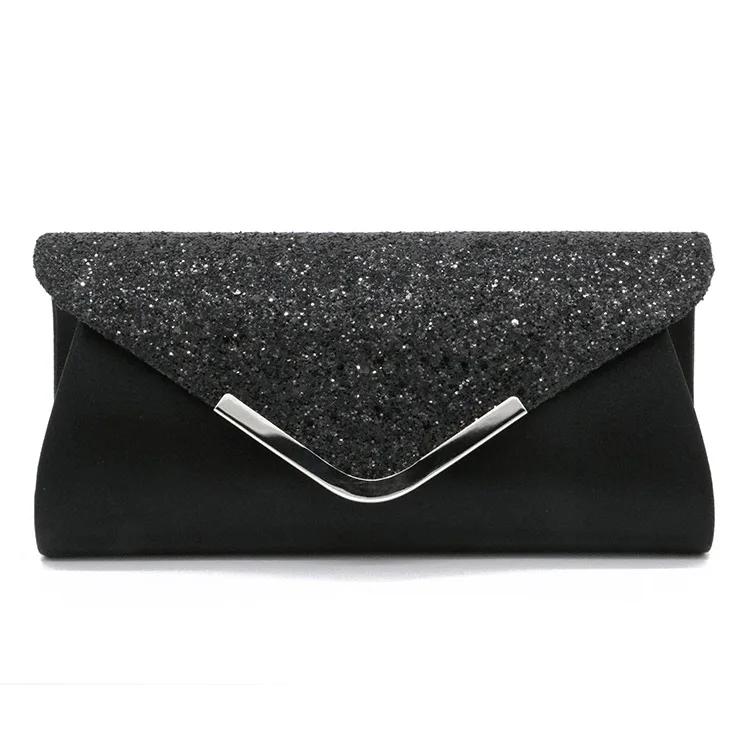 Новая женская сумочка, роскошная Дамская Блестящая Сумочка-клатч, Длинный кошелек, вечерняя сумочка на свадьбу, выпускной, сумочка, модная деловая сумка - Цвет: Черный