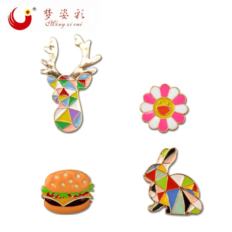 Novelty-Colorful-Hamburgers-Deer-Head-Sun-Flower-Brooches-Pin-Set-Acrylic-Brosh-Harajuku-Brosches-Collar-Badge