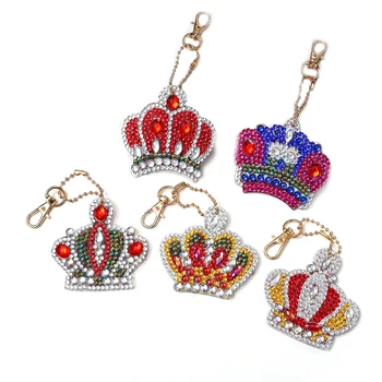

5D Diy Full Diamond Crown Diamond Painting Keychain Set Resin Women'S Girls Bag Jewelry Handmade Gifts