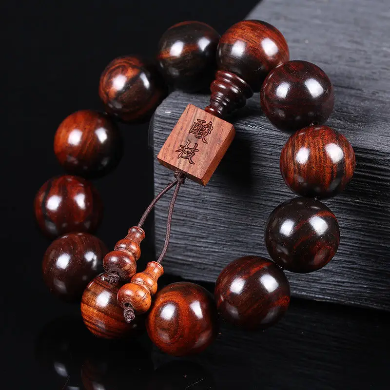 

Koraba Fine Jewelry 20mm Nice Natural Red Sandalwood Beaded Bracelet For Cool Man and Fashion Man Free Shipping