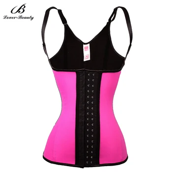 

Lover Beauty Women waist Slimming Body Shaper Latex Vest Waist Trainer Hook Closure Curve Shapers Corset Bodysuit Shapewear-B