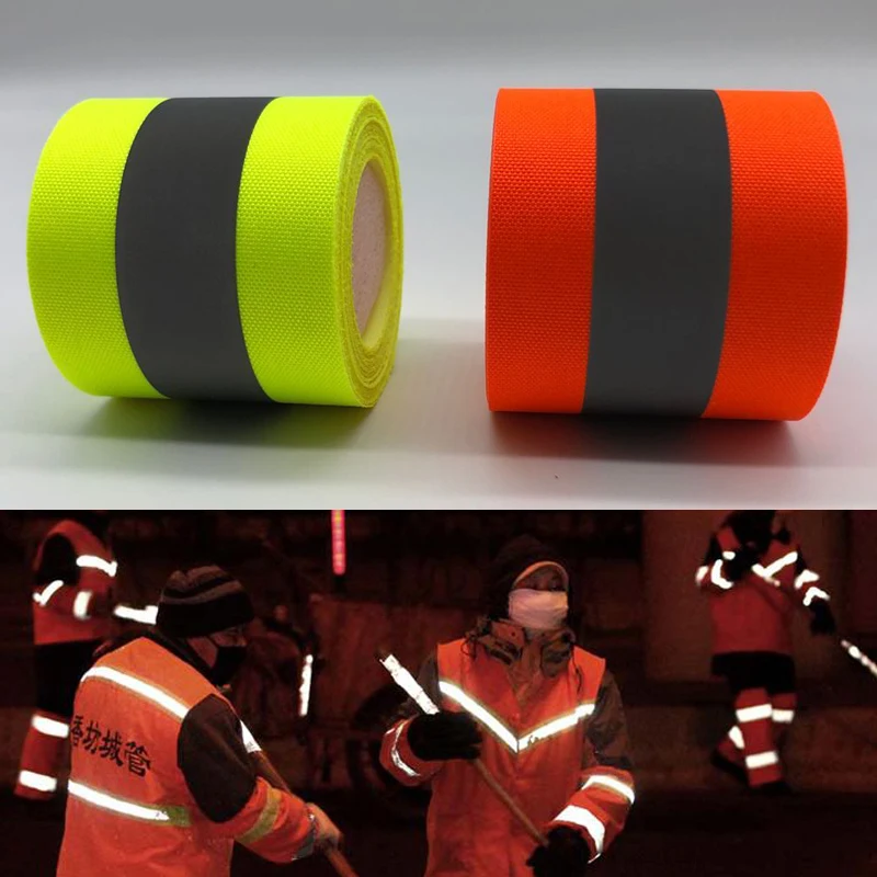 Fluorescent yellow&Fluorescent orange Warning Tape For Safety Clothes Sewing On