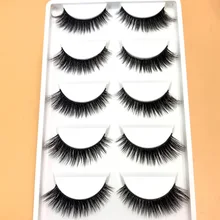 5 пара/лот ручной работы натуральный мех натуральный Длинные Накладные ресницы 3D Газа Lashes толщиной поддельные искусственного ресницы Макияж красоты Накладные ресницы