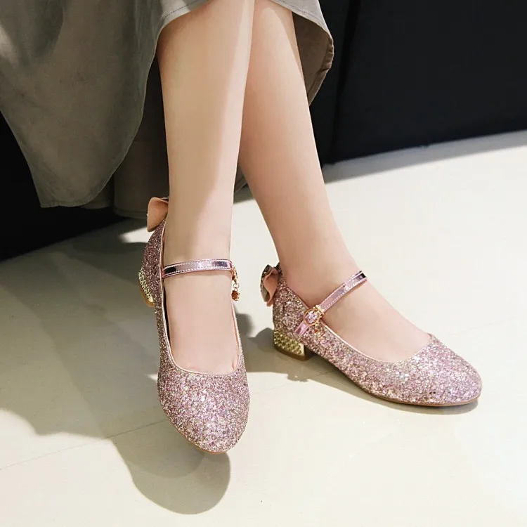 

Big Size 11 12 13 14 15 16 ladies high heels women shoes woman pumps Round head Shallow mouth Cingulate Thick with Single shoes