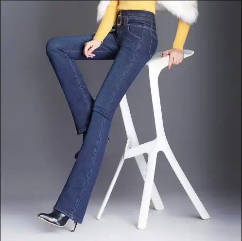 Винтажные тонкие утепленные джинсы с добавлением кашемира, эластичные прямые ретро джинсы с высокой талией, зимние штаны LJ199