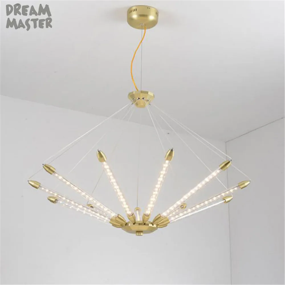 luxury modern DIY led chandeliers, gold test tube tree lustre