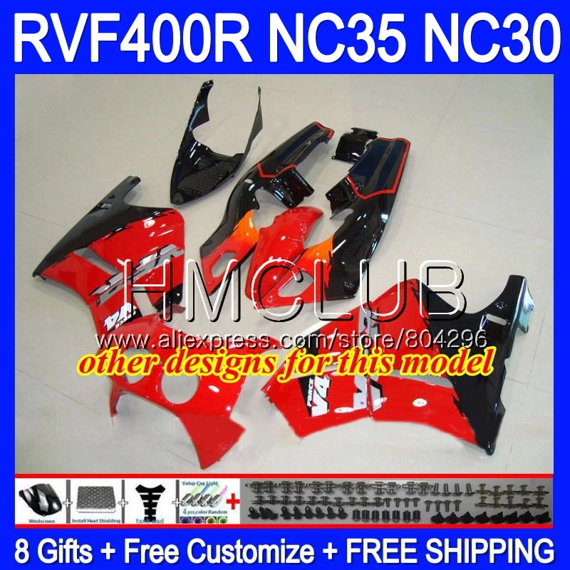 RVF400R для HONDA VFR400 R NC30 V4 VFR400R 89 90 91 92 93, в красном цвете; новые комплекты 92HM4 NC35 ЛРВ 400R 1989 1990 1991 1992 1993 обтекатель