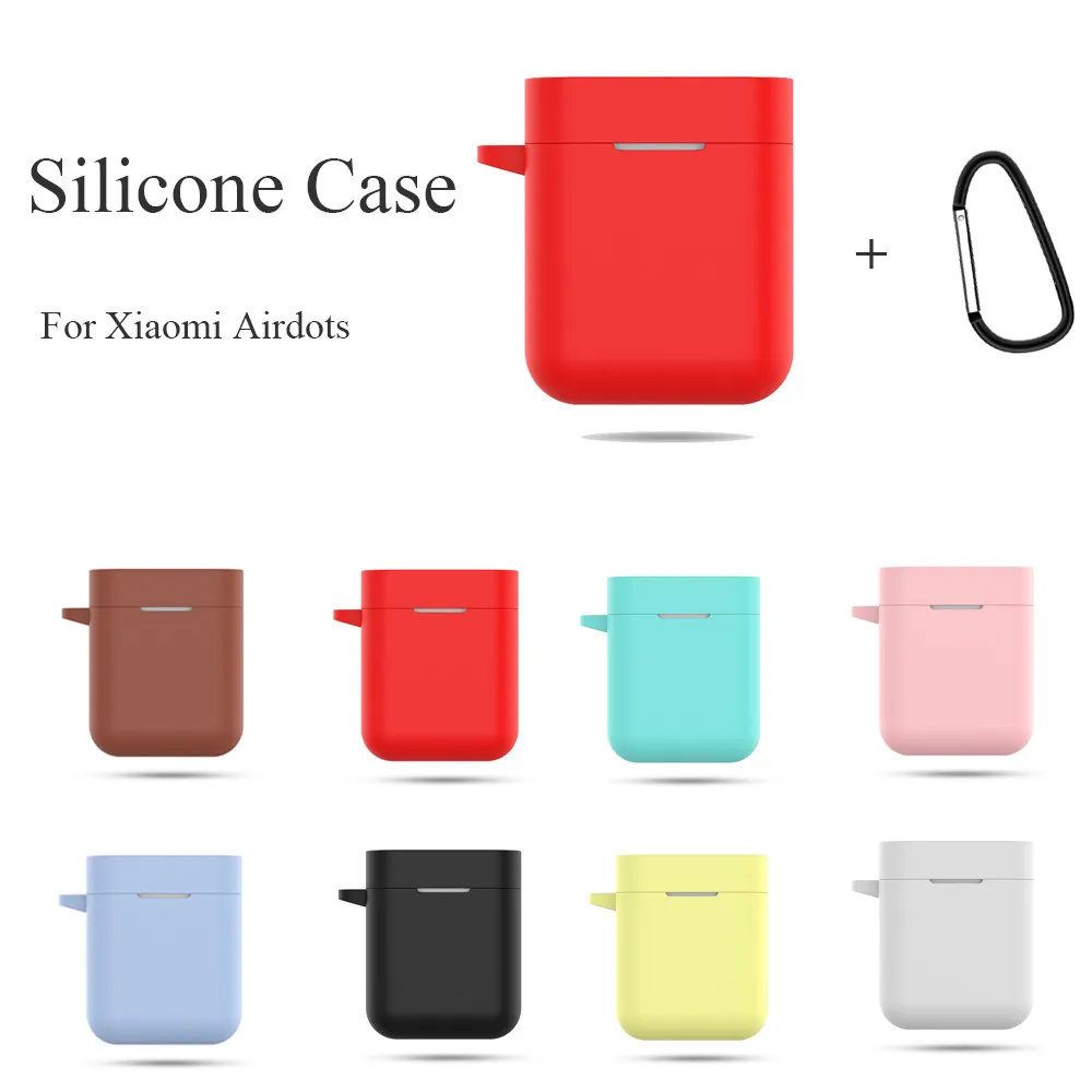 

Silicone Earphone Case with Carabiner Hook for Xiaomi Airdots Pro Bluetooth Wireless Headset Protection Case Protective Cover