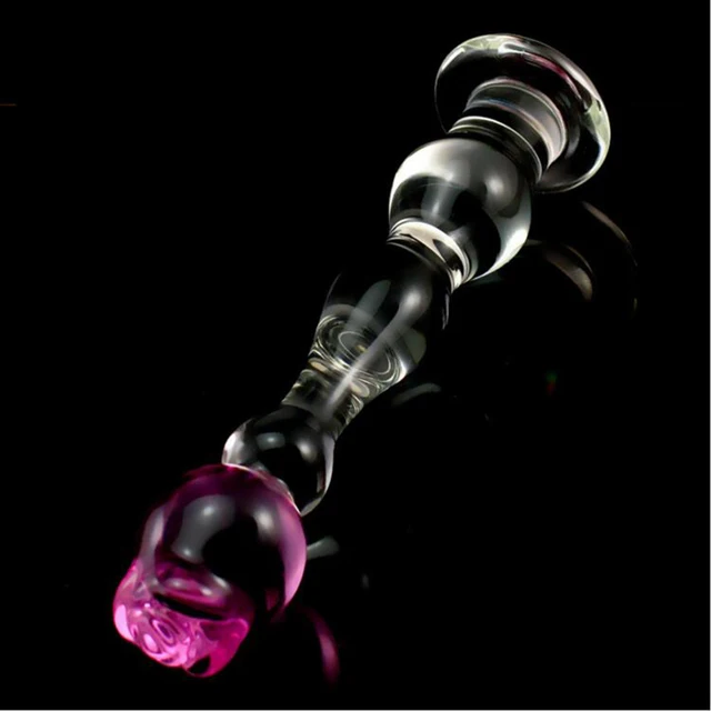 Rose Design Glass Dildo Dick Penis Crysral Anal Plug Anal -7714