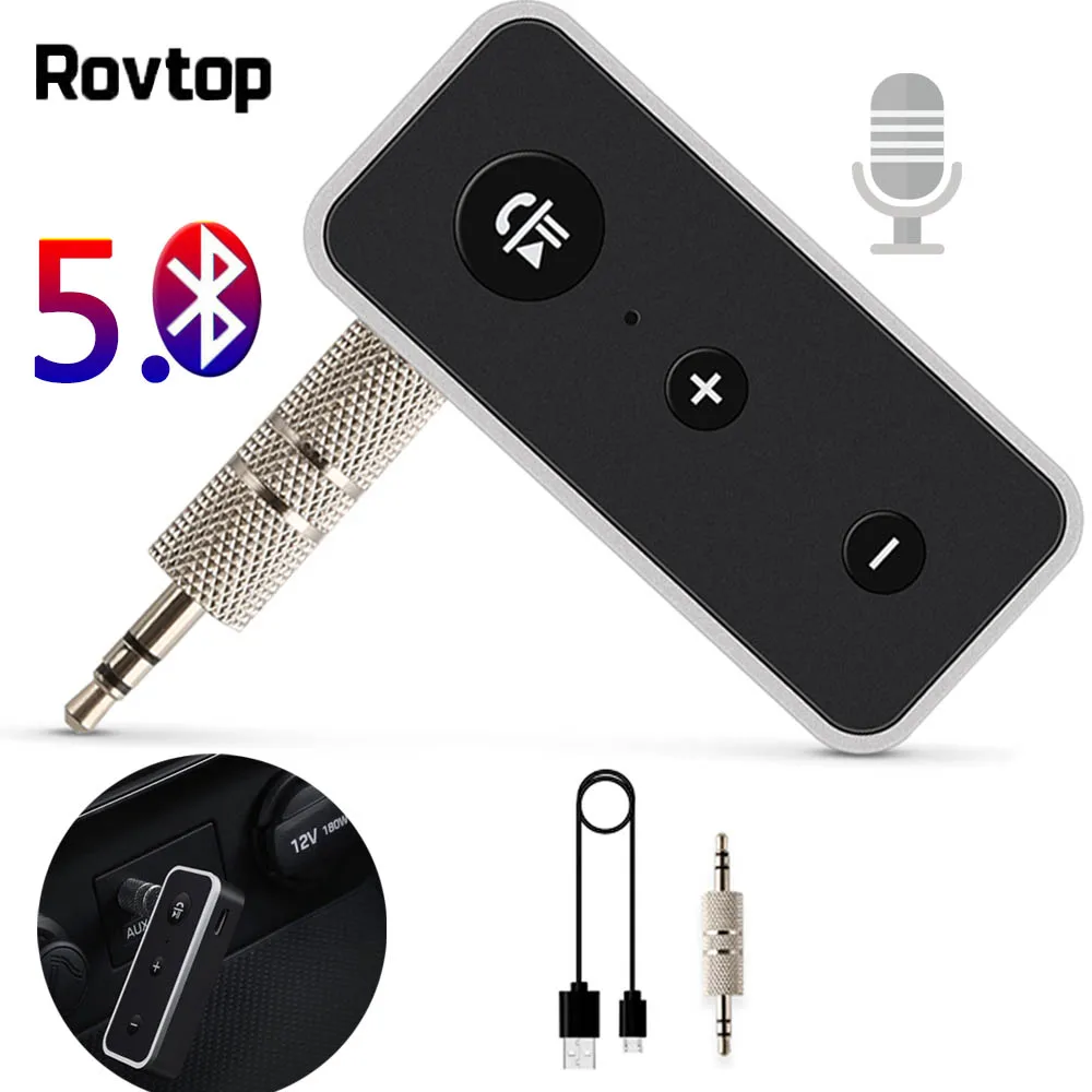 Rovtop Bluetooth 5,0 аудио приемник настоящий стерео динамик аудио приемник Bluetooth адаптер для автомобиля комплект беспроводной Aux 3,5 мм разъем