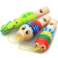 1Pc infantil silbato de juguete de madera de Color al azar juguetes de dibujos animados de silbato de Animal educativo de juguete | Niños instrumento musical | Juguete para los niños del bebé de los niños