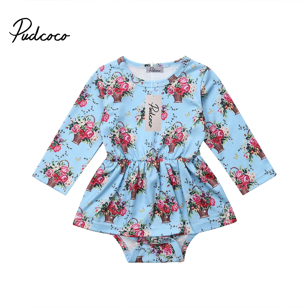 Pudcoco 2018 New Tollder Kid Baby Clothing Newborn Girl Floral Romper Dress Jumpsuit Clothes Outfits Autumn Novel wild stylishCX