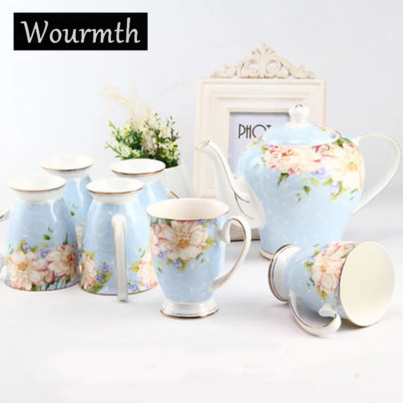 

Wourmth Porcelain Coffee Set European Style Tea Set Ceramic British Bone China Teapot And Tea Cups With Luxury Gift