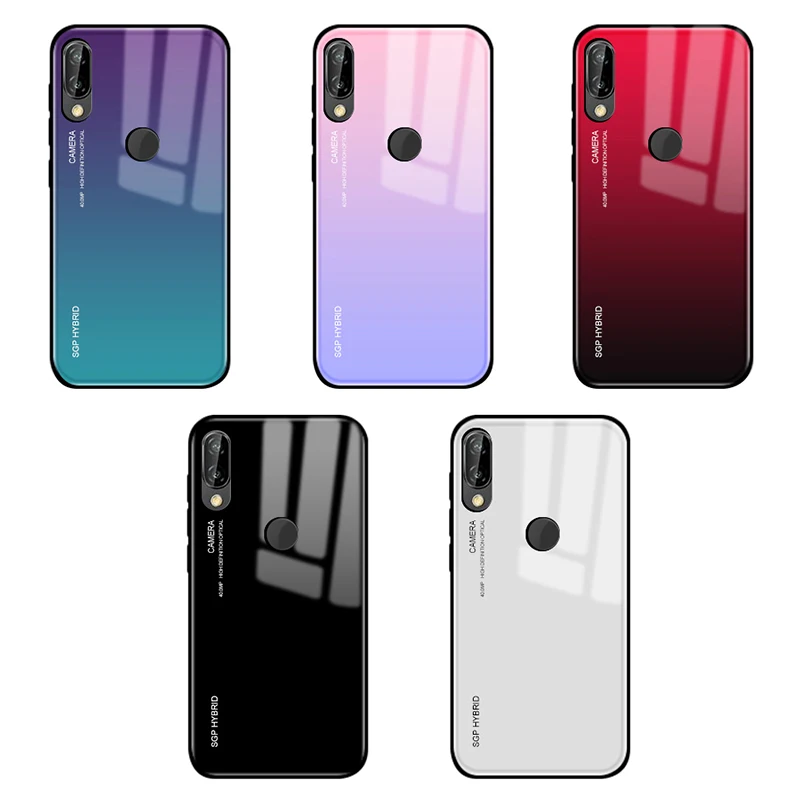 Gradient Phone Case For Huawei P20 Pro Lite Mate20 lite Tempered Glass Shell huawey P10lite pro mate 30 cover | Мобильные телефоны