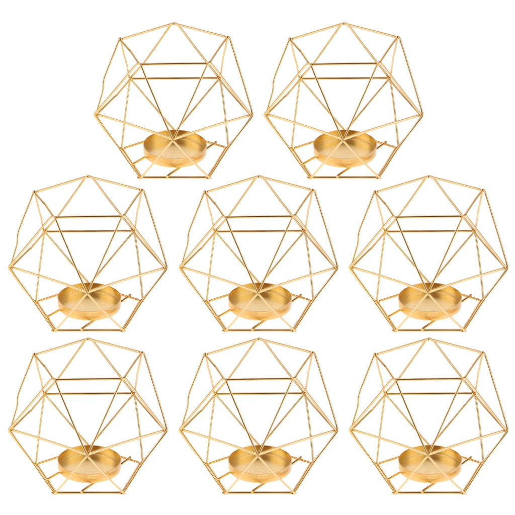 8pcs 3D Geometric Tea Light Candle Holder Table Stands Wedding Centerpiece