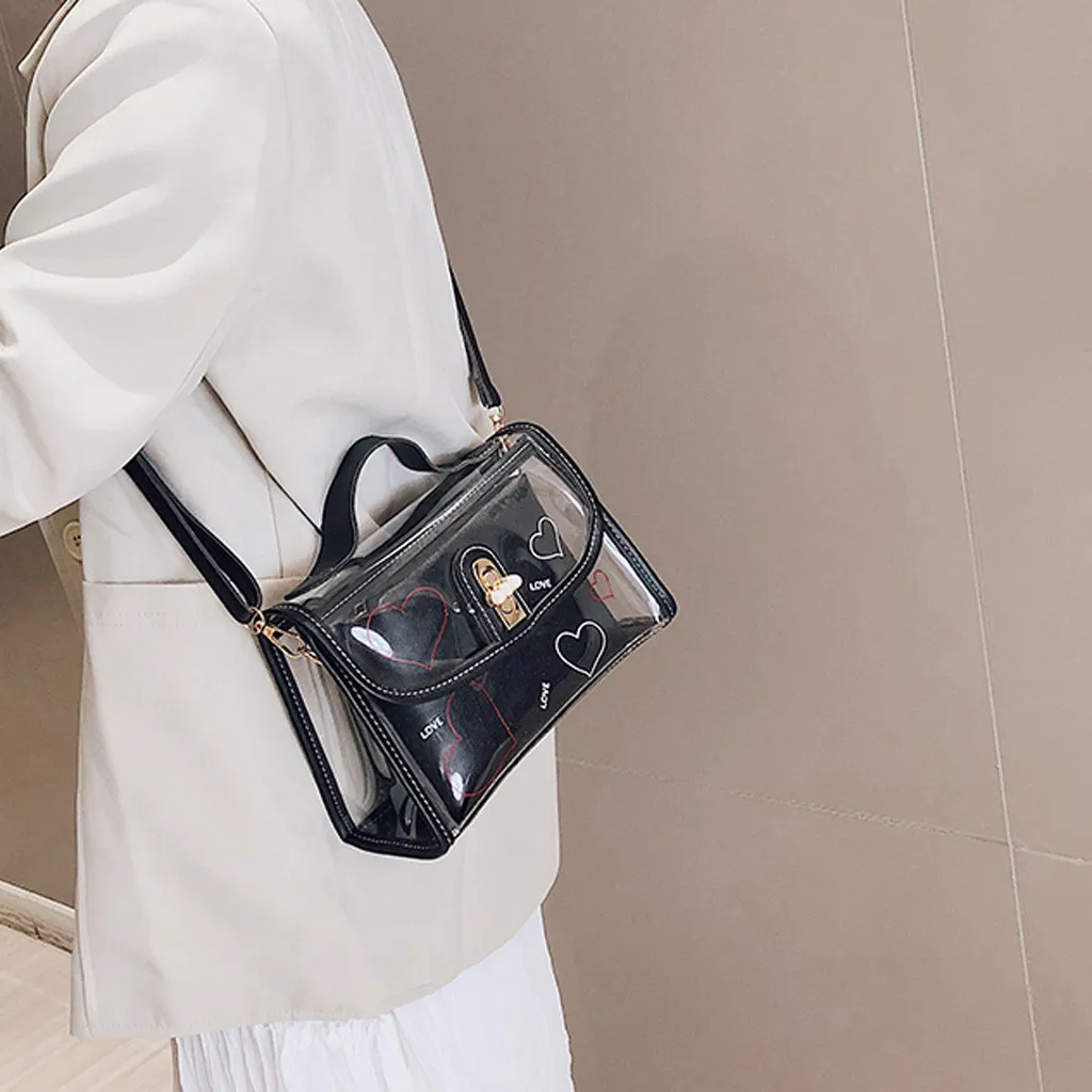 

Women Fashion Transparent PU Small Square Bag Zipper & Hasp Satchels Female Jelly Bag Wild Shoulder Bag Mochila Menina #38