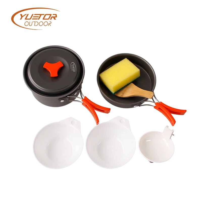 YUETOR al aire libre 1-2 personas de utensilios de cocina de aleación de aluminio de Camping vajilla olla Pan cocina para hacer senderismo Picnic barbacoa YUETOR al aire libre 1-2 personas de utensilios de cocina de aleación de aluminio de Camping vajilla olla Pan cocina para hacer senderismo Picnic barbacoa