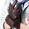 Men's Genuine Leather Gloves fashion classic short side zipper style Real Sheepskin Black Touch Screen   Winter Warm ► Photo 2/6