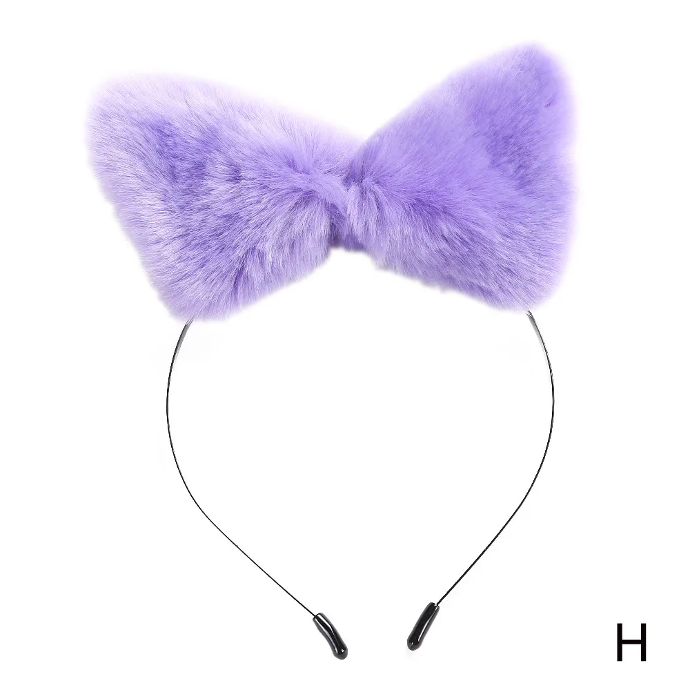 Fox ears Hair Accessories Cute Cat Hairband Women soft Headbands Headband Headwrap Plush Cat Ears Hair Accessories mujer L50 - Цвет: H