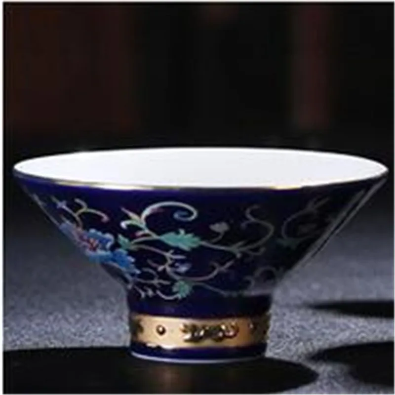 1 X Jingdezhen 75 мл керамическая чашка маленькая 4,8 см x 6,2 см кунг-фу чай кофейные чашки чаша - Цвет: blue 90ml 4.8x9.2cm