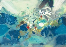 Chinese frameless canvas paintings contemporary abstract paintings masterpiece reproduction blue rhythm by Chu Teh-Chun art Chinese frameless canvas paintings contemporary abstract paintings masterpiece reproduction blue rhythm by Chu Teh-Chun art
