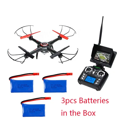 WLToys V686G FPV Дрон 2,4G 4CH 5,8G FPV RC Квадрокоптер с HD камерой один ключ возврат Дрон черный - Цвет: With 3pcs Batteries