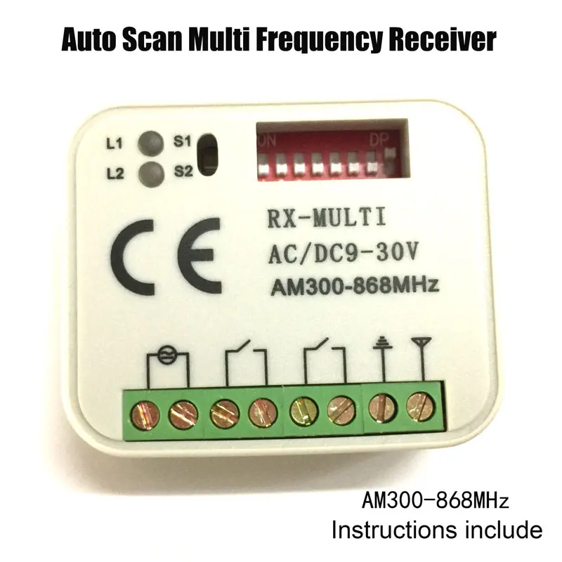 

2 Channel universal rolling code fixed receiver 300-868Mhz