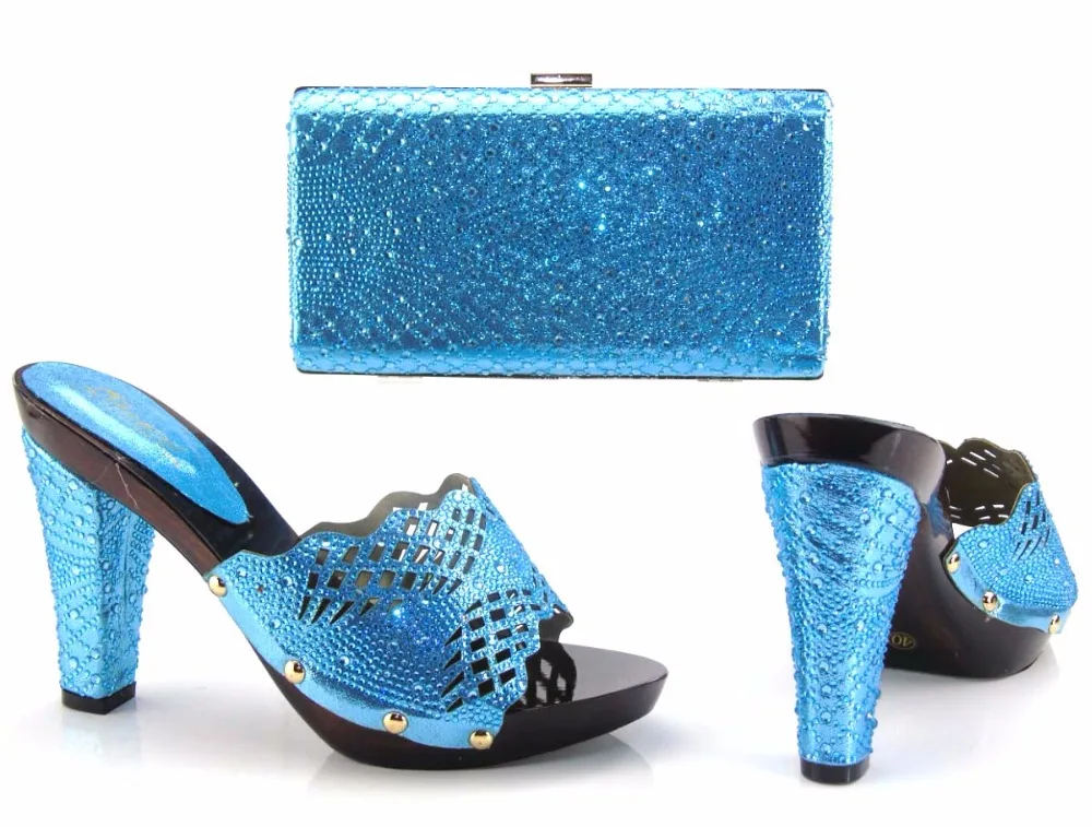 Turquoise blue clutches shoes for african wedding lace fabric party
