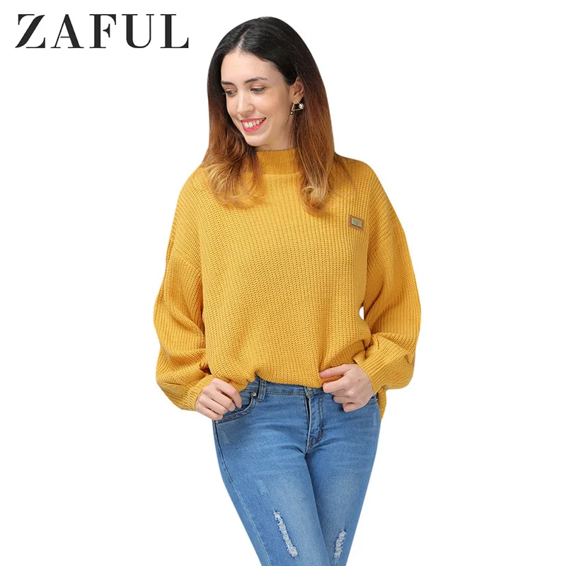 

ZAFUL Chevron Patches Oversized Pullover Sweater