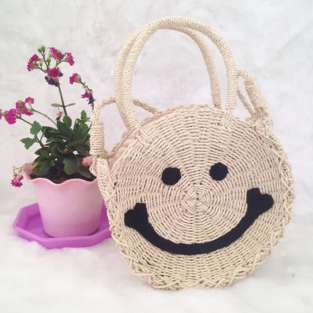 Round Straw Bag Handmade Rattan Woven Vintage Retro Straw Rope Knitted