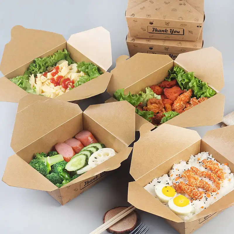 Lunch Box Takeout Bowl Kraft Paper Case Meal Box Packaging Food Container Fruit Carry On Holder With Lid Waterproof Salad Box Food Container Meal Boxbox Food Aliexpress