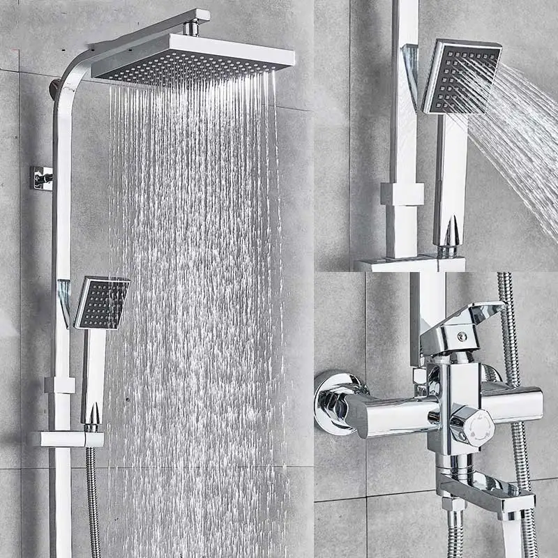 Chrome shower Faucets Bathtub faucet Bathroom Shower Faucet Bath Mixer Handshower Wall Mounted Rainfall 8‘’Shower Sets Mixer Tap