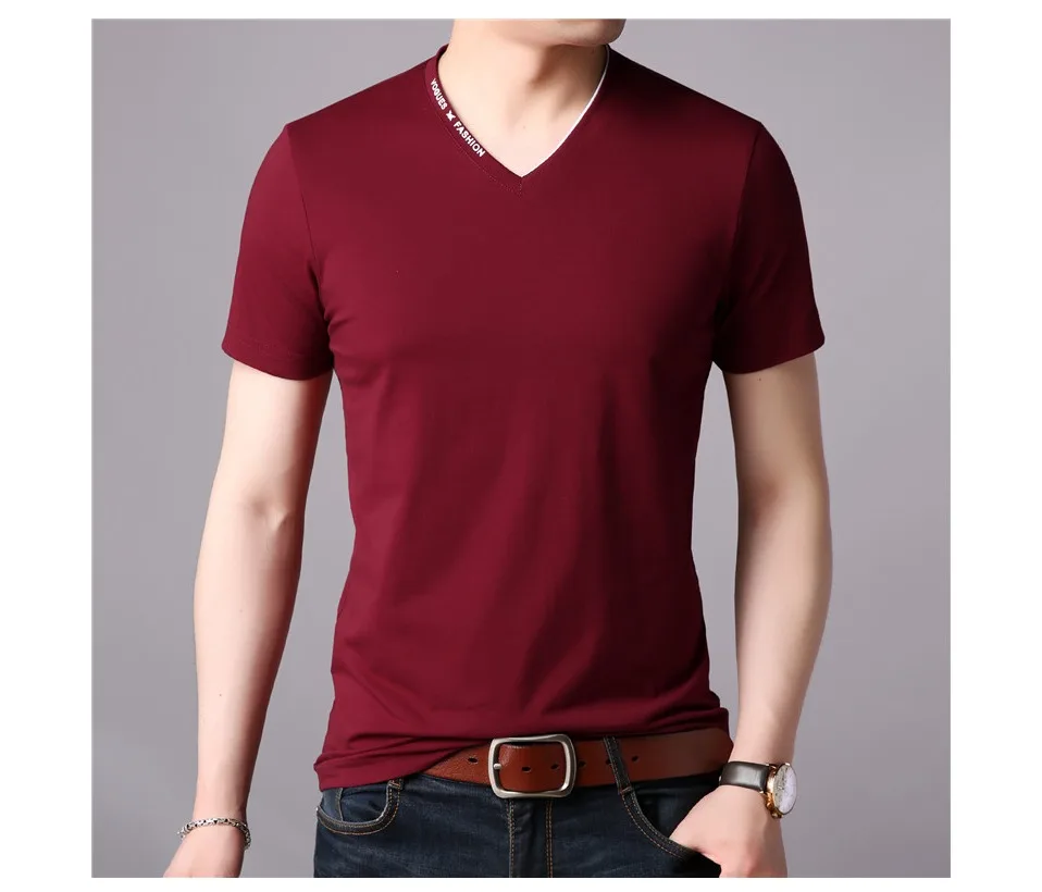 Бренд COODRONY, хлопковая футболка, Мужская футболка с v-образным вырезом и коротким рукавом, мужская летняя уличная одежда, повседневные мужские футболки, футболка Homme S95011
